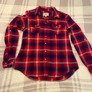 Red plaid snap down flannel. Long sleeve. Size Small. EUC. YMI